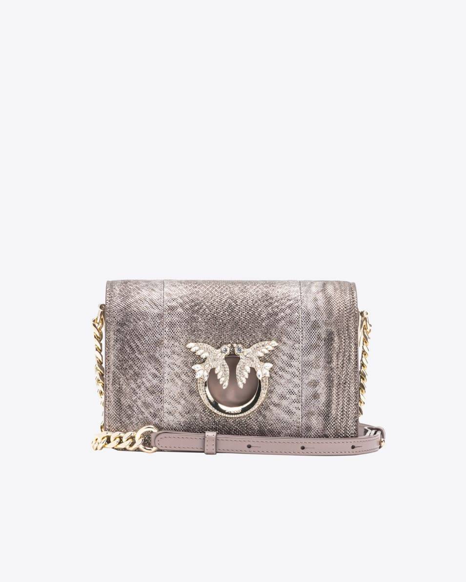 Pinko Umhängetasche Mini Click aus Reptilleder mit Glitzereffekt PINKO Galleria