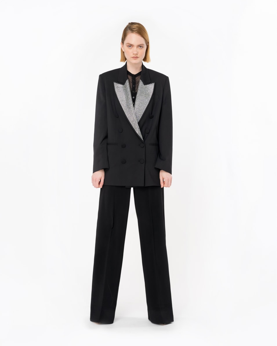 Pinko Zweireihiger Blazer Mit Strassbesetztem Revers