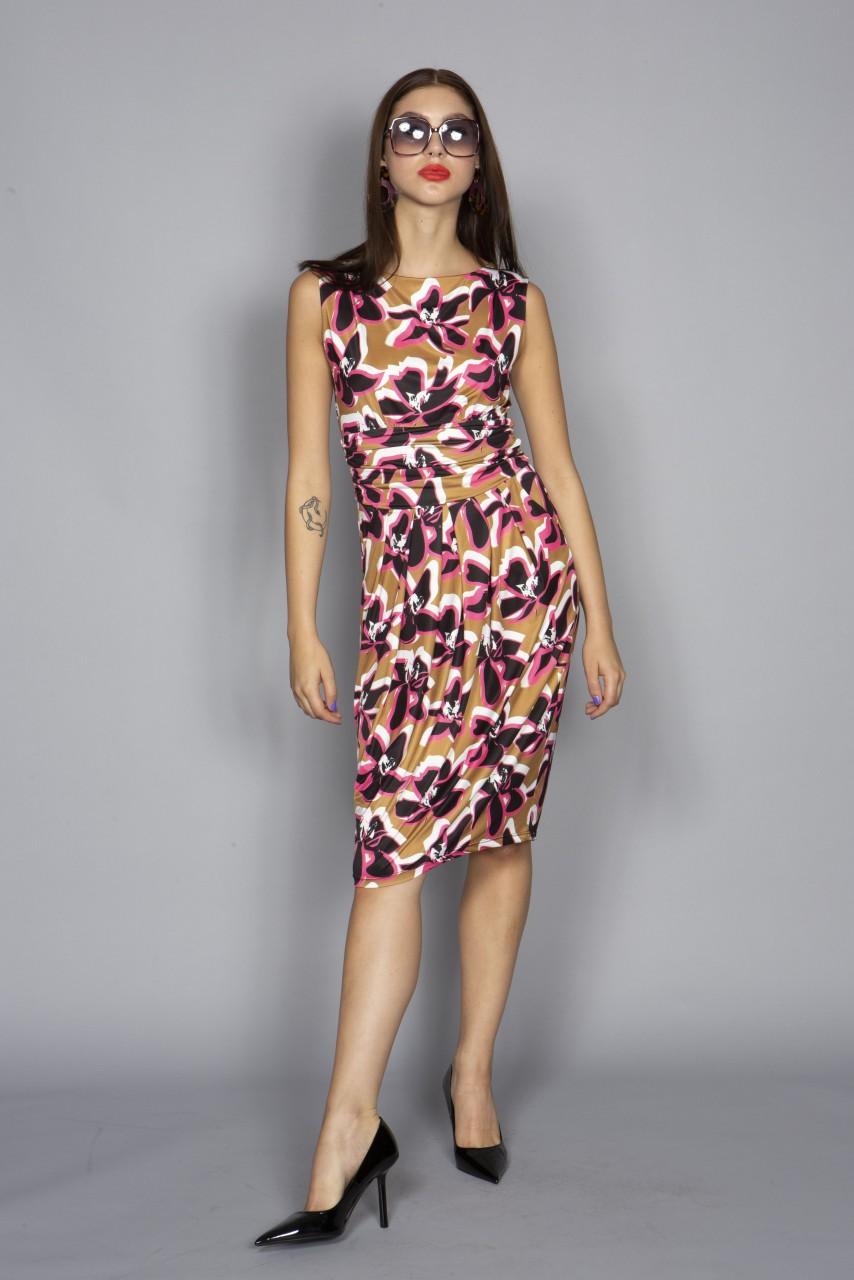 Marivie Focused and unimpressed flower brown/pink Dress