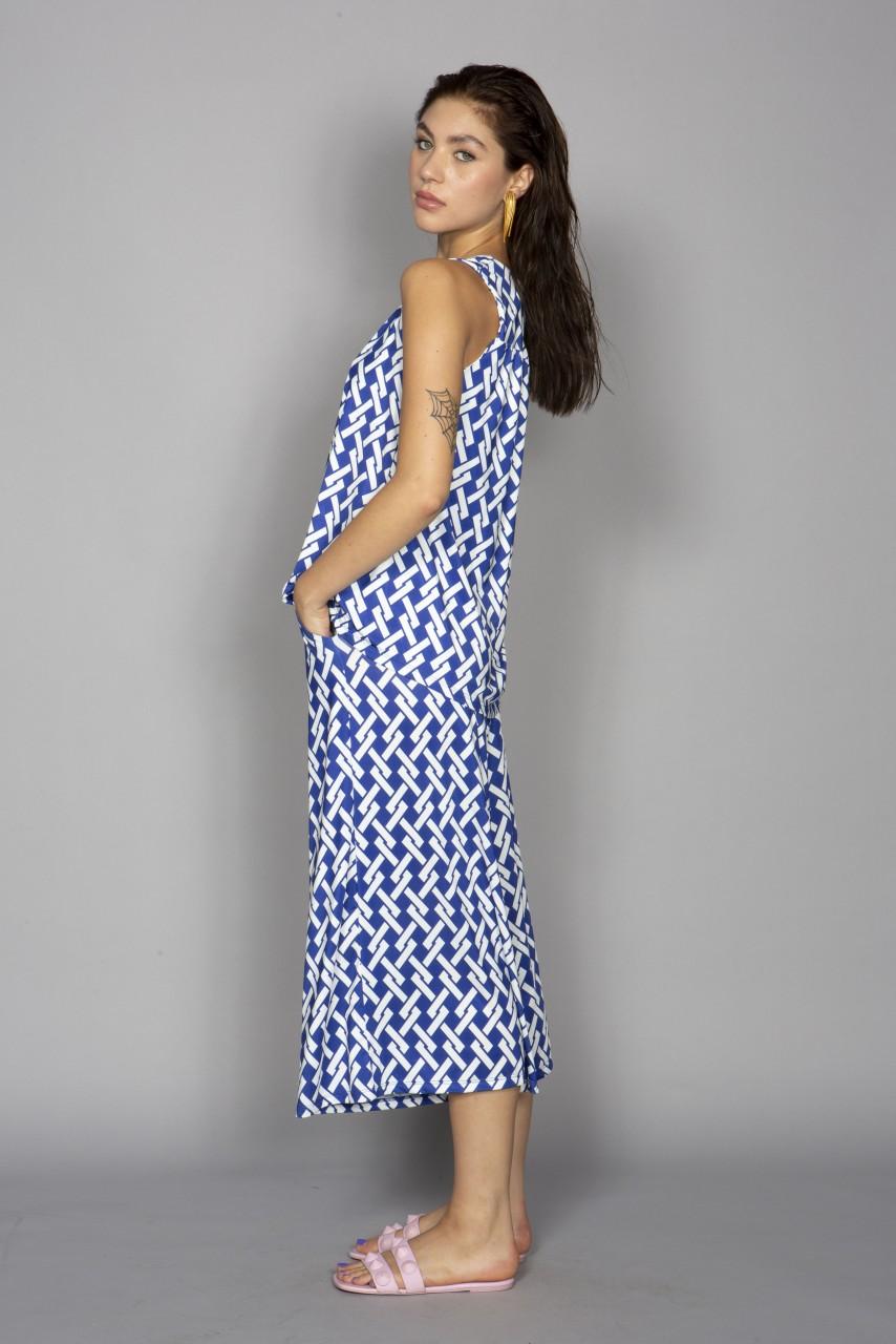 Marivie Culotte Geometric Lines Blue Culotte