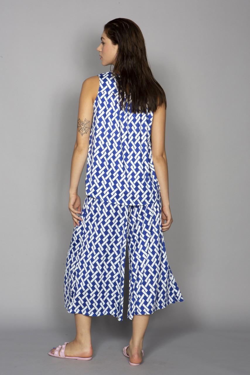 Marivie Culotte Geometric Lines Blue Culotte