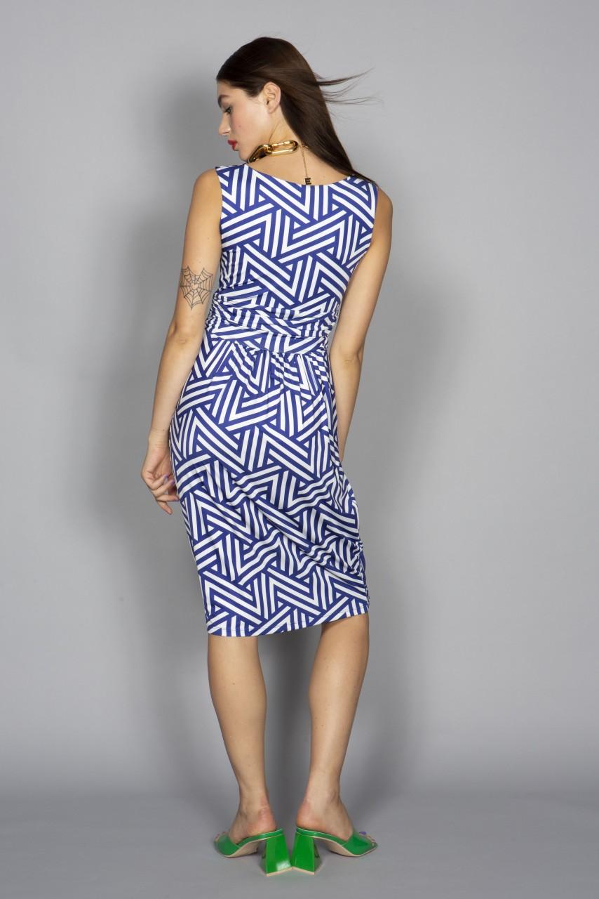 Marivie Focused And Unimpressed Stripes Blue Dress