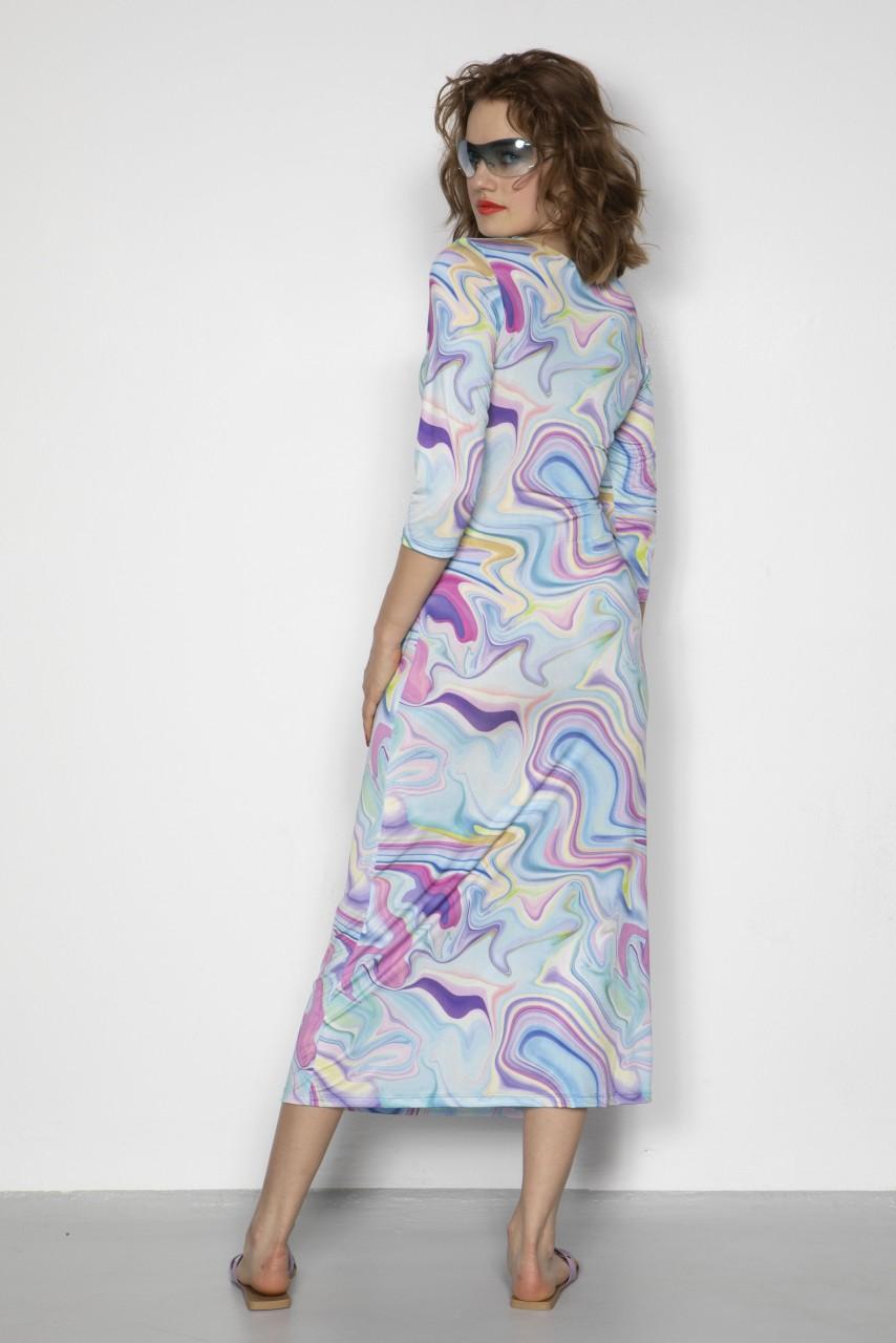 Marivie Illusion Marble Blue Dress