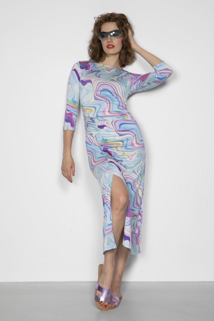 Marivie Illusion marble blue Dress