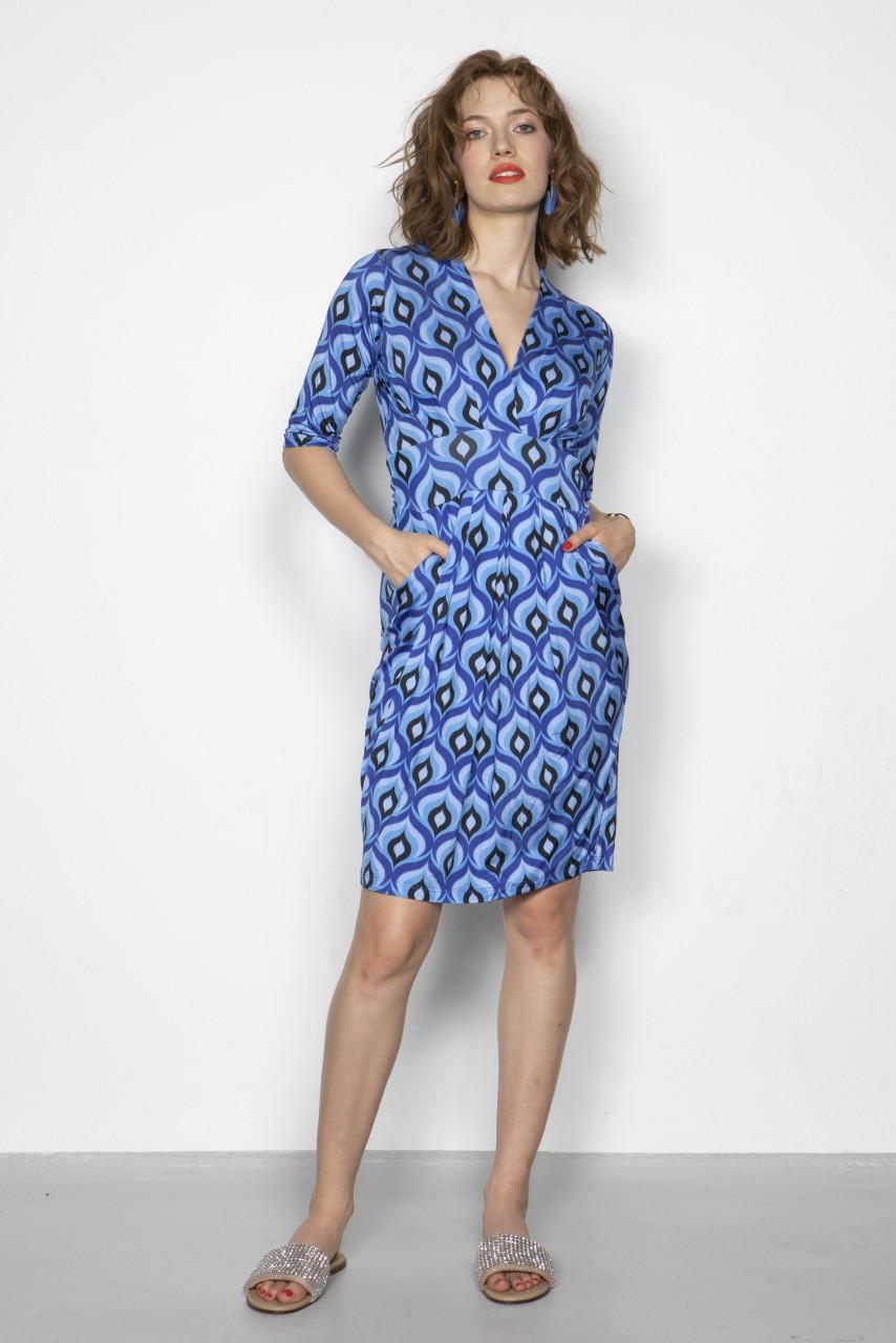 Marivie Surprise peacock feather blue Dress