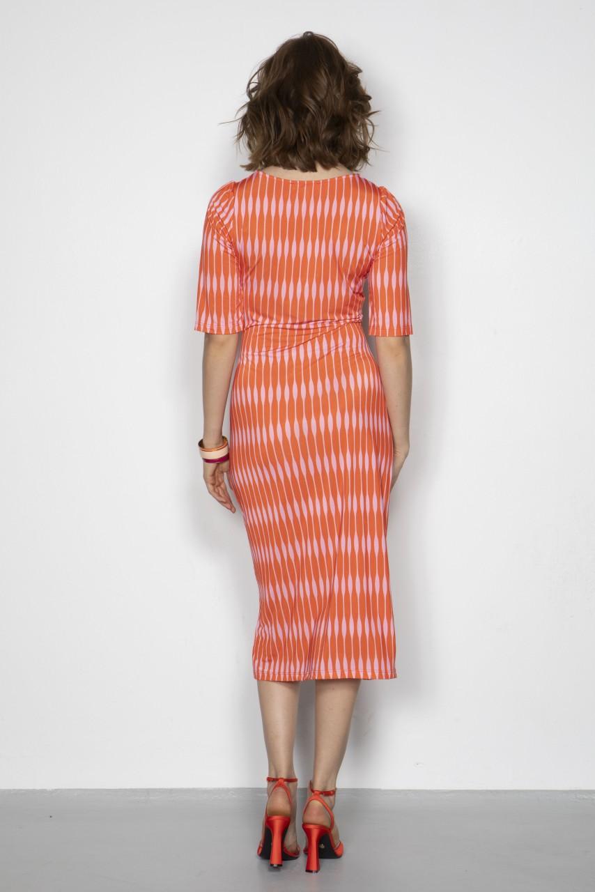 Marivie Sweet Backgammon Orange Dress