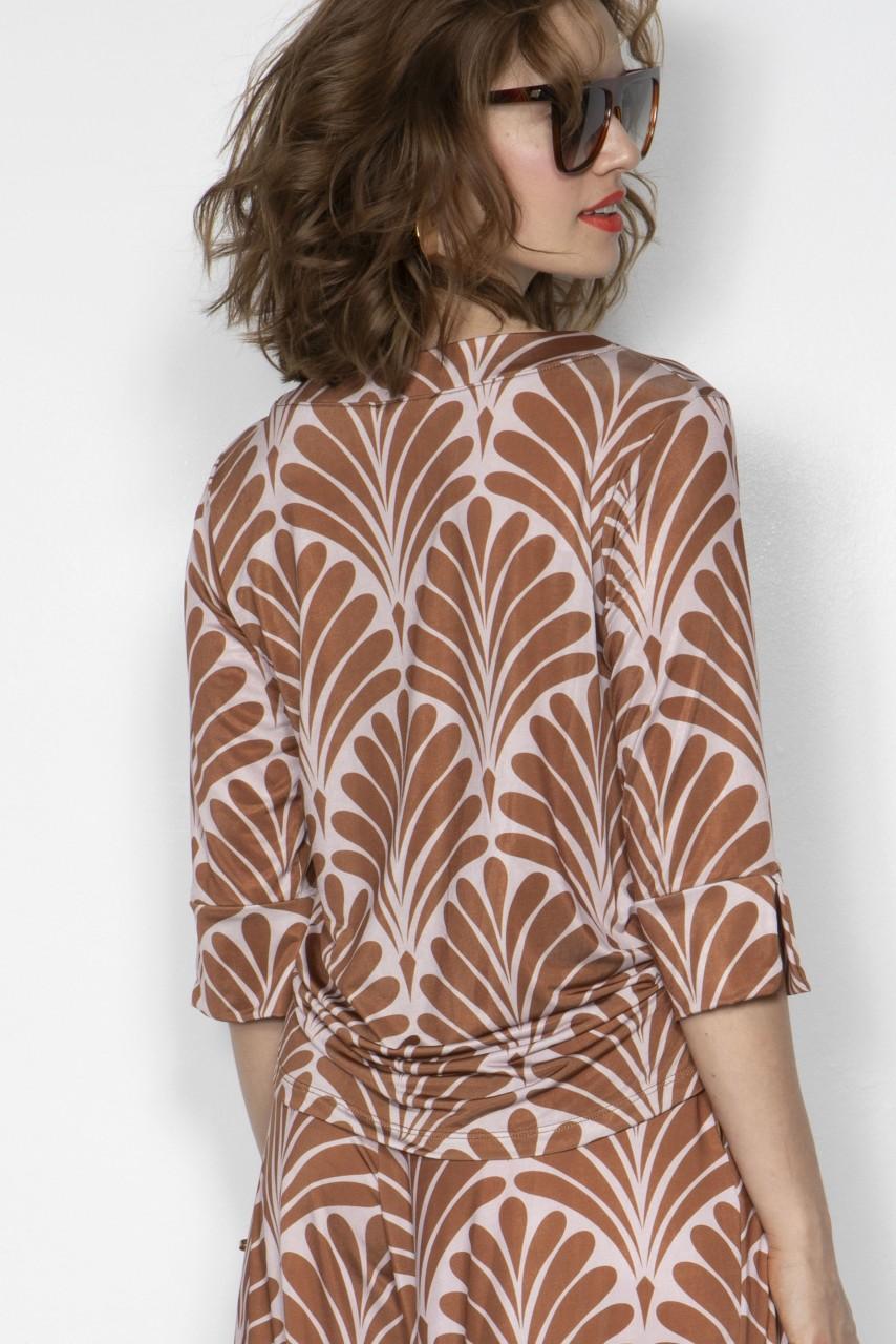 Marivie Top - Honey Art Deco Brown Top