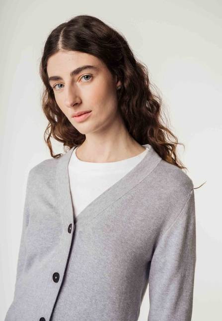 Melawear Damen Basic V-Neck Feinstrick Cardigan SURINA