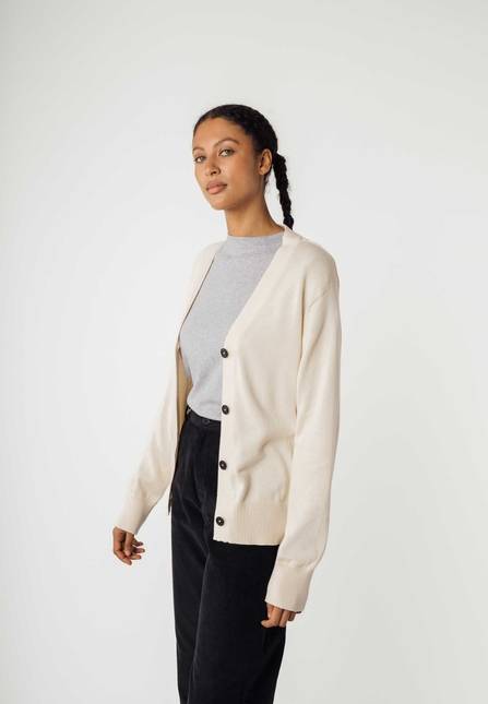 Melawear Damen Basic V-Neck Feinstrick Cardigan SURINA