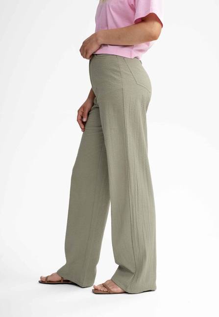 Melawear Damen Seersucker Hose Mit Hohem Bund Und Weitem Bein PAULAMI