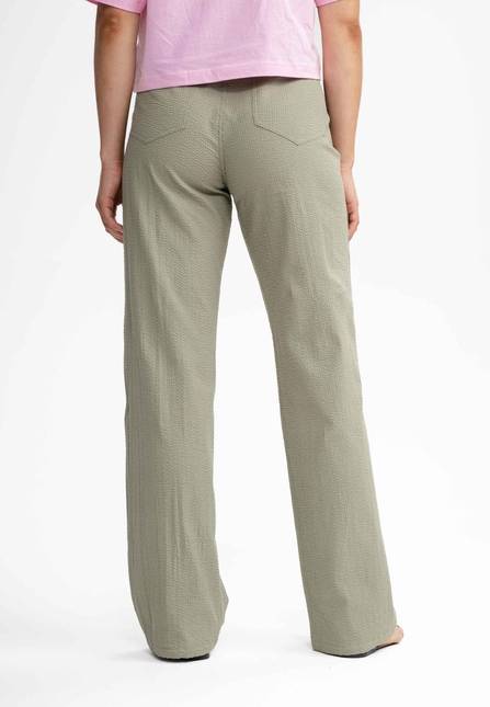 Melawear Damen Seersucker Hose Mit Hohem Bund Und Weitem Bein PAULAMI