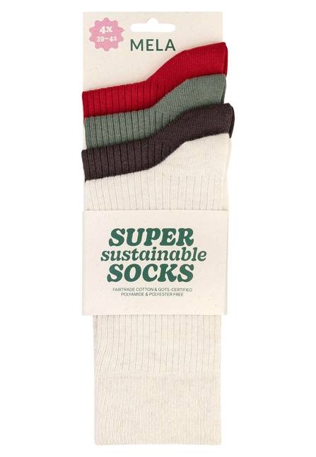 Melawear Gerippte Socken 4er Pack