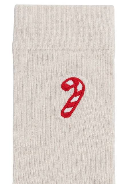 Melawear Unisex Gerippte Socken Stickerei 1er Pack