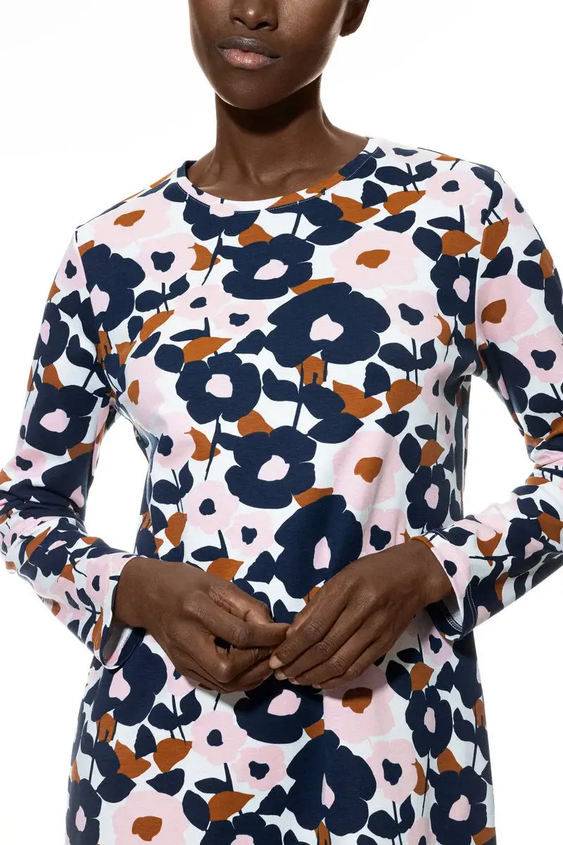 Merxx Nachthemd Langarm Serie Abstract Flowers