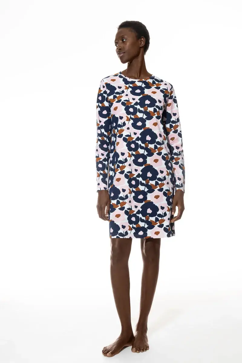 Merxx Nachthemd langarm Serie Abstract Flowers