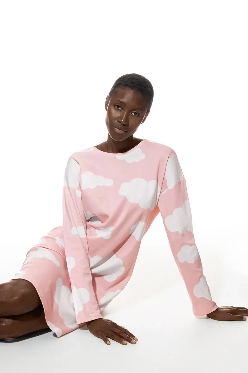 Merxx Nachthemd Langarm Serie Clouds