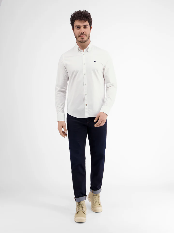 Lerros 2001120 OXFORD OVERHEMD EFFEN KLEUR (100 WHITE)