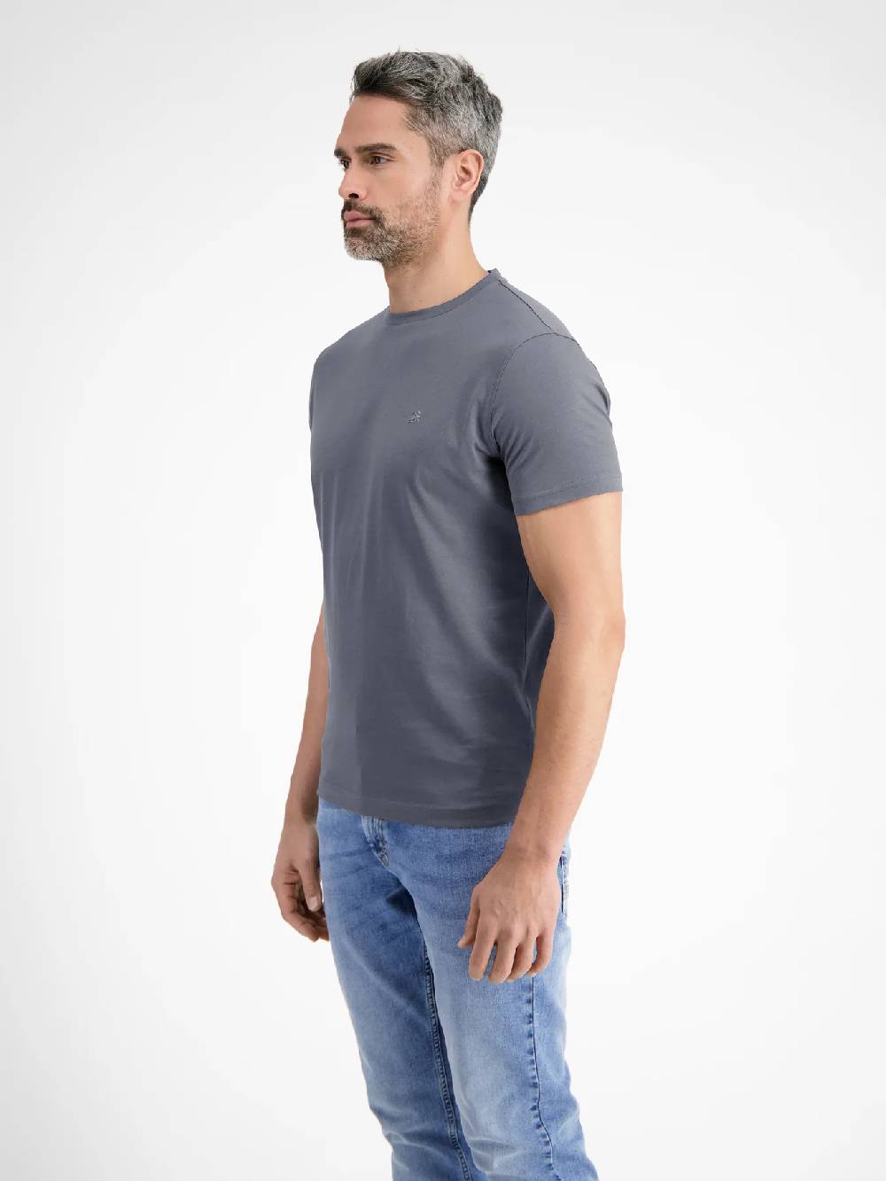 Lerros 2003000 KLASSIEK HEREN-T-SHIRT ME RONDE HALS (269 ROCK GREY)