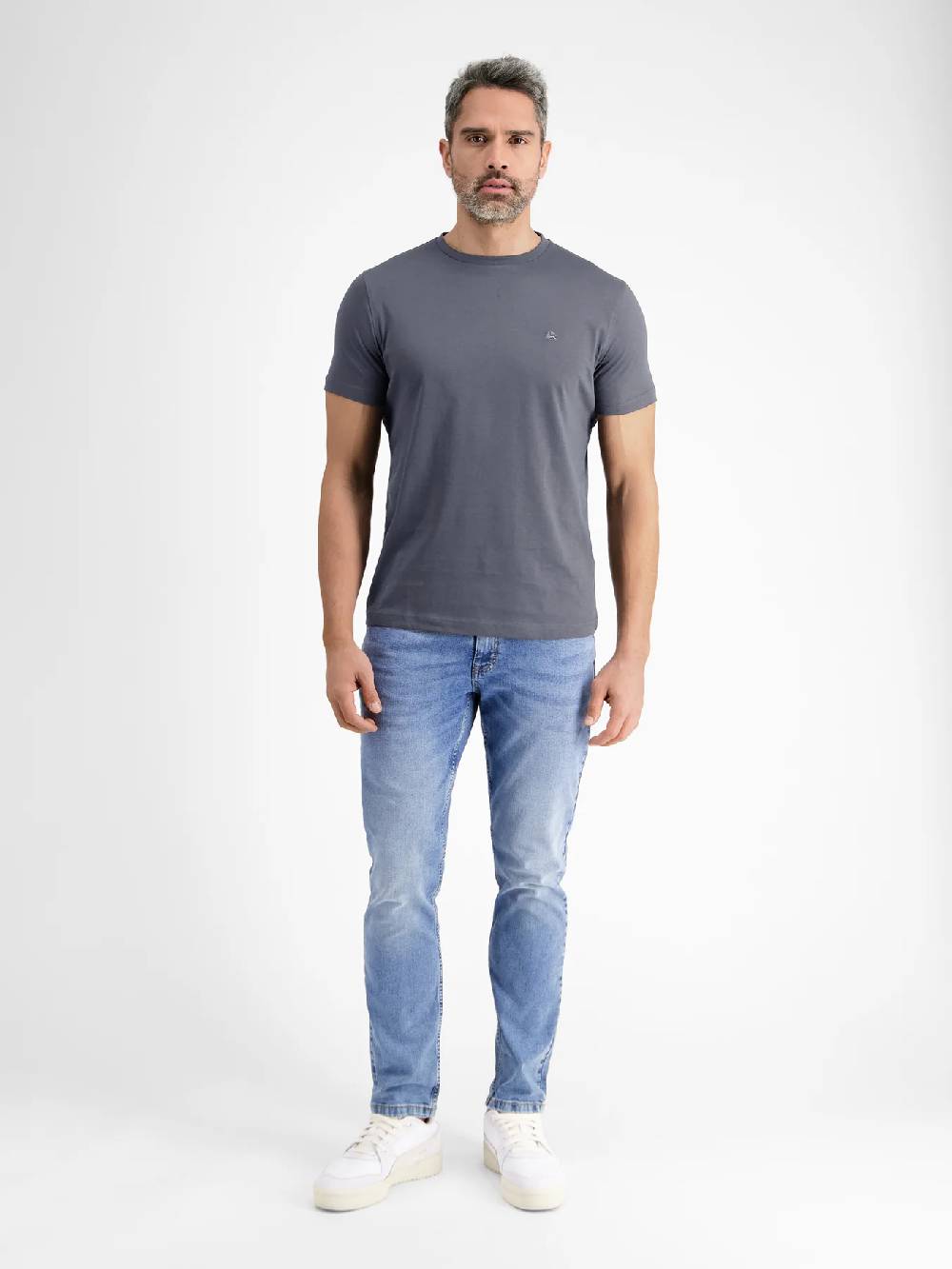 Lerros 2003000 KLASSIEK HEREN-T-SHIRT ME RONDE HALS (269 ROCK GREY)