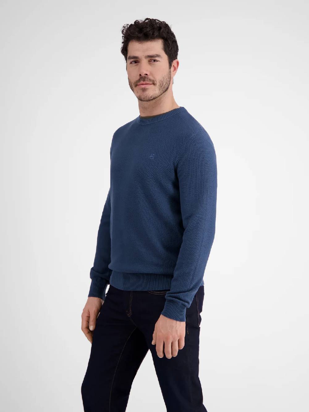 Lerros 23D5001 GEBREIDE TRUI MET RONDE HALS (448 STORM BLUE)