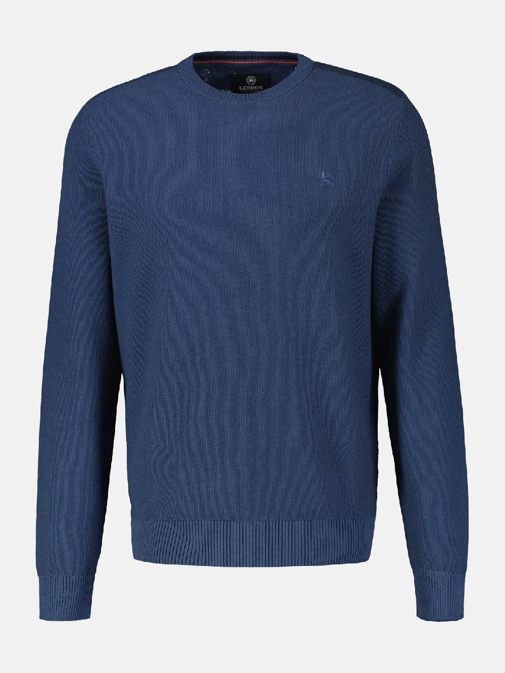 Lerros 23D5001 GEBREIDE TRUI MET RONDE HALS (448 STORM BLUE)