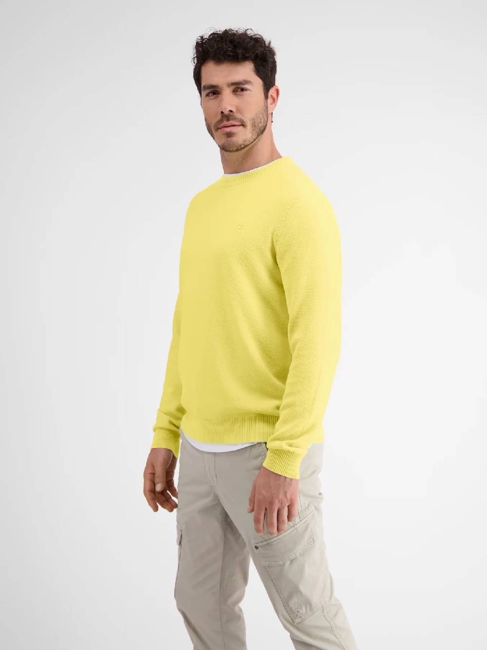 Lerros 23D5001 GEBREIDE TRUI MET RONDE HALS (518 PURE LEMON)