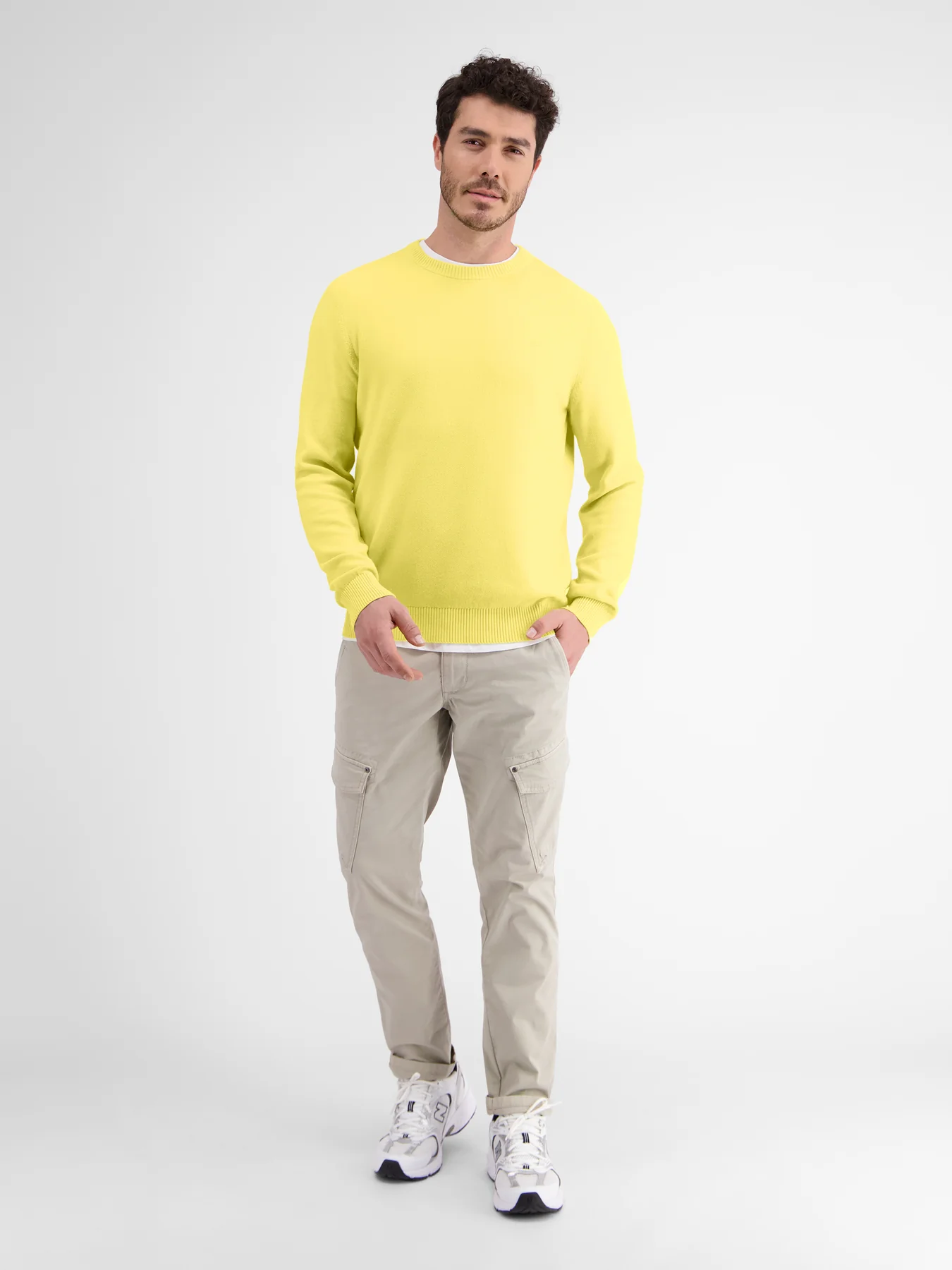 Lerros 23D5001 GEBREIDE TRUI MET RONDE HALS (518 PURE LEMON)