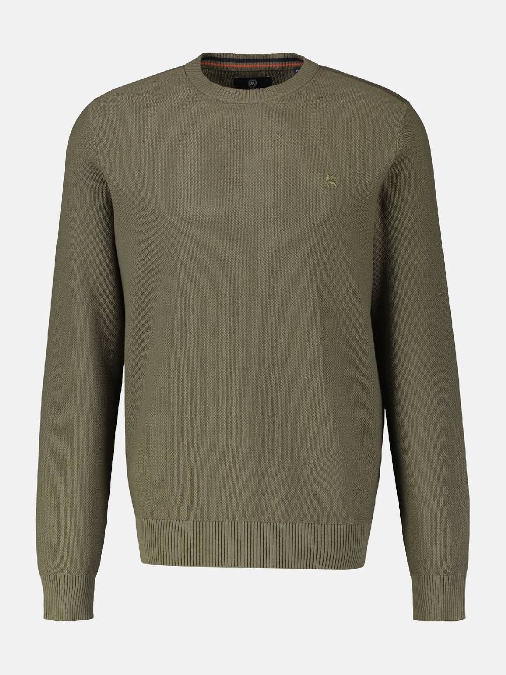 Lerros 23D5001 GEBREIDE TRUI MET RONDE HALS (659 AGED OLIVE)