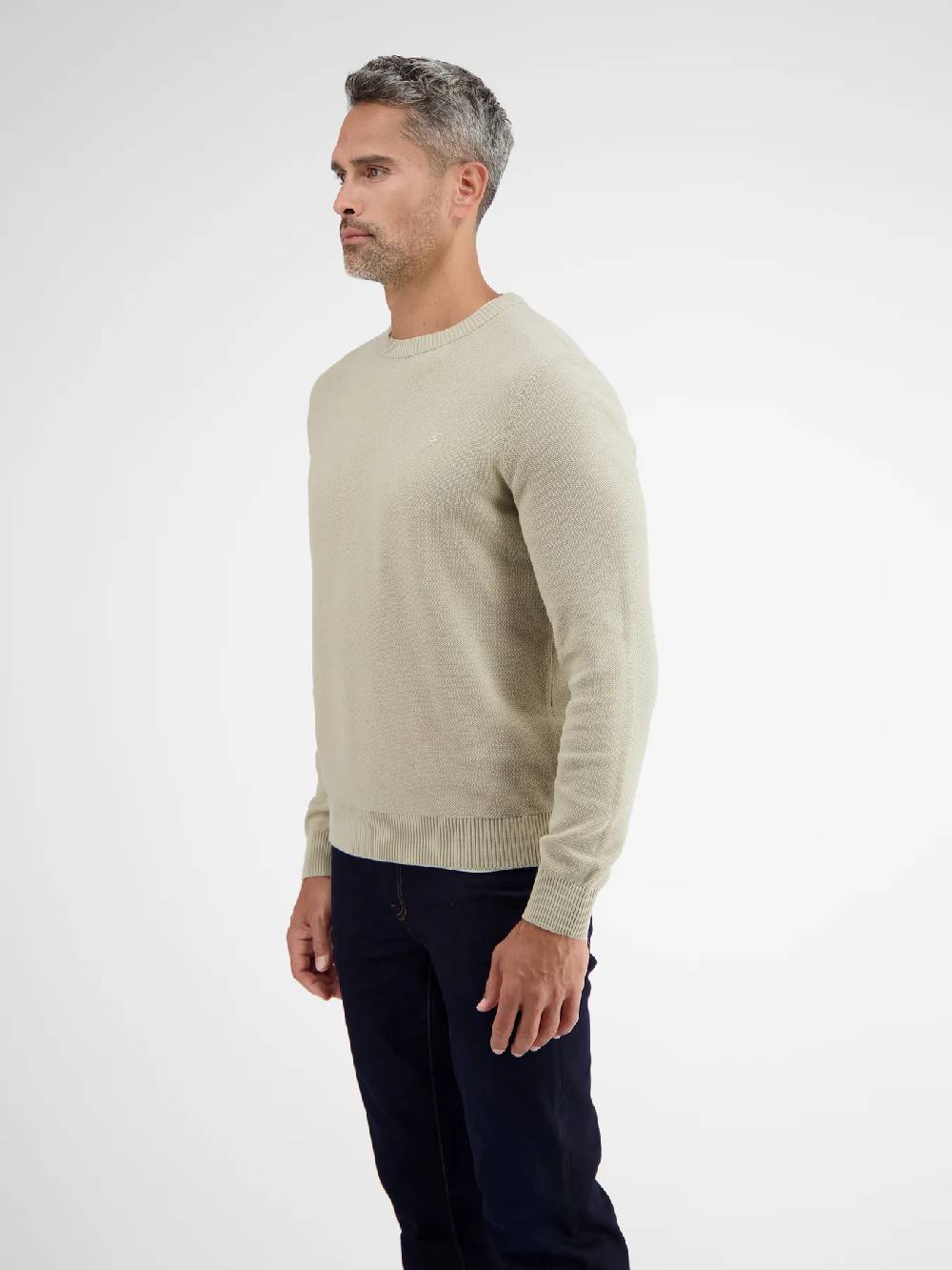 Lerros 23D5001 GEBREIDE TRUI MET RONDE HALS (707 SOFT STONE)