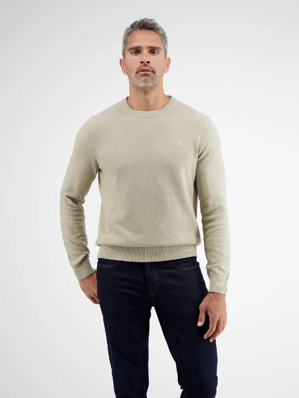 Lerros 23D5001 GEBREIDE TRUI MET RONDE HALS (707 SOFT STONE)