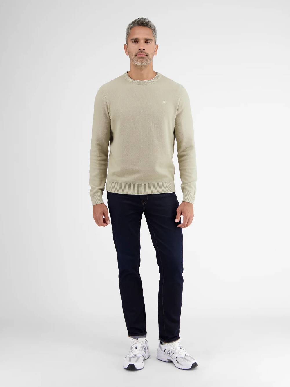 Lerros 23D5001 GEBREIDE TRUI MET RONDE HALS (707 SOFT STONE)