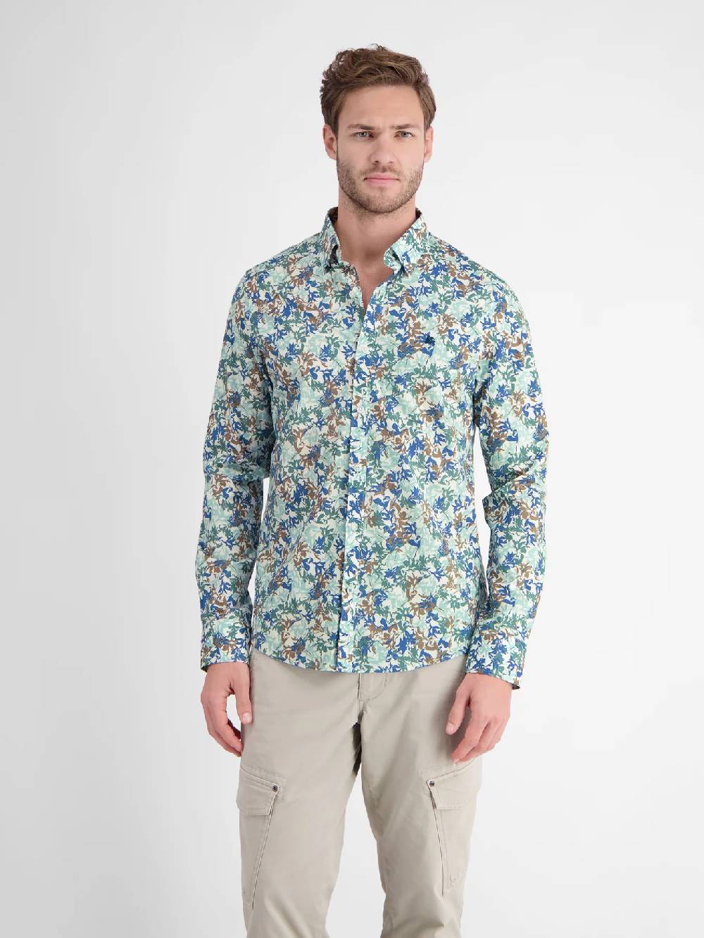 Lerros 2421406 H11 Hemd 1/1 Arm (622 Coastal Sea Blu)