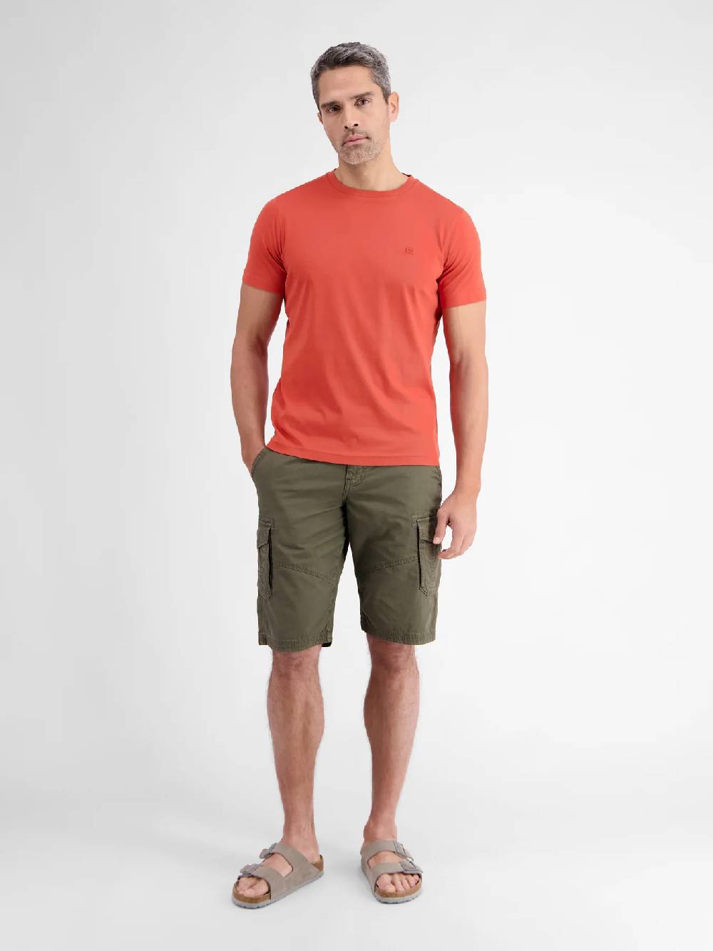 Lerros 2423000 EFFEN BASIC T-SHIRT LOGOSTEEK (327 DEEP CORAL RED)