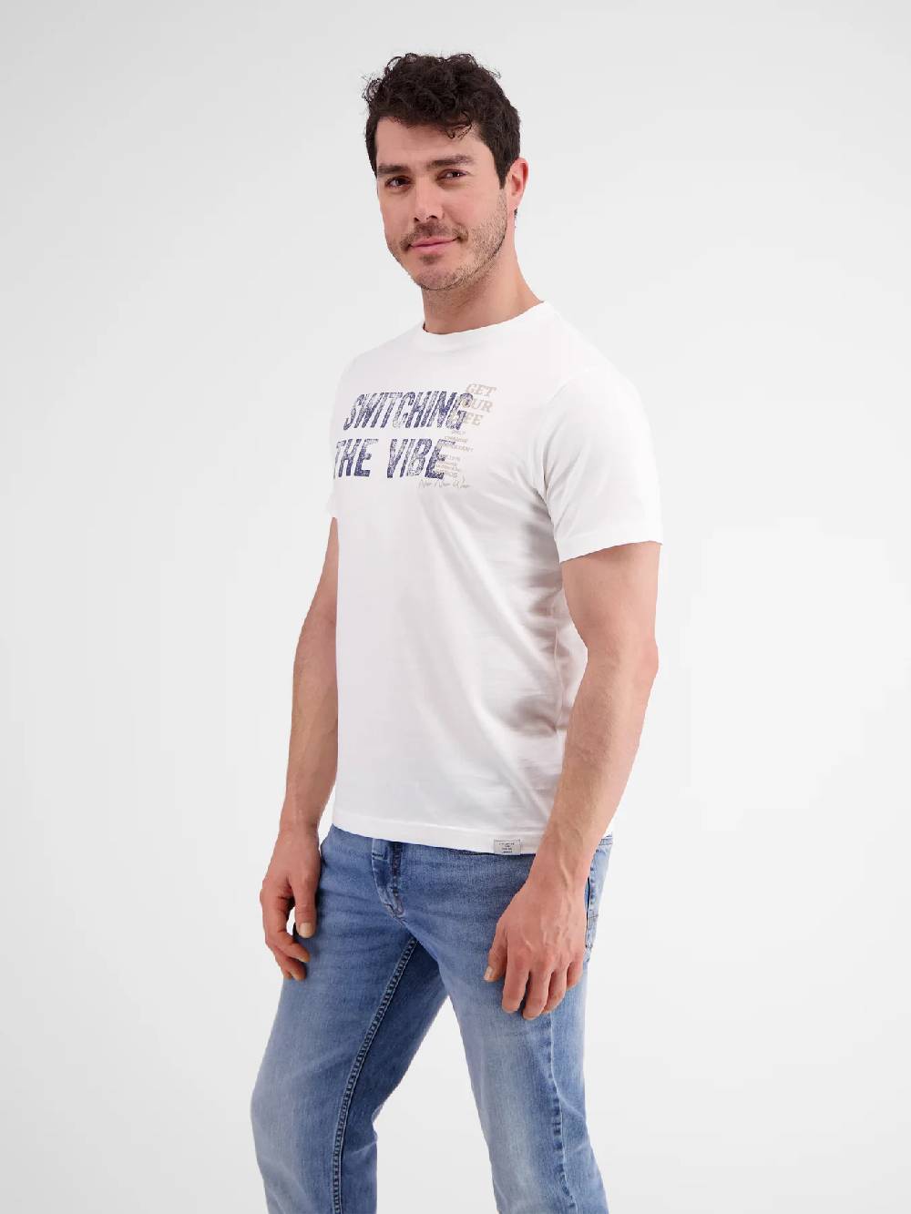 Lerros 2423005 EFFEN T-SHIRT PRINT OP DE BORST (103 BROKEN WHITE)