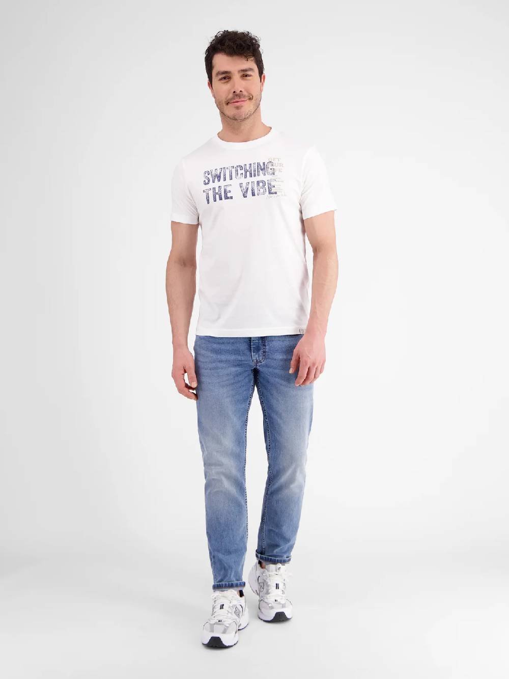 Lerros 2423005 EFFEN T-SHIRT PRINT OP DE BORST (103 BROKEN WHITE)