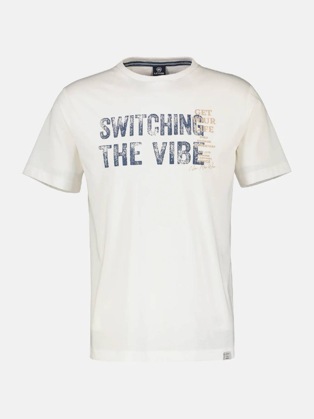Lerros 2423005 EFFEN T-SHIRT PRINT OP DE BORST (103 BROKEN WHITE)