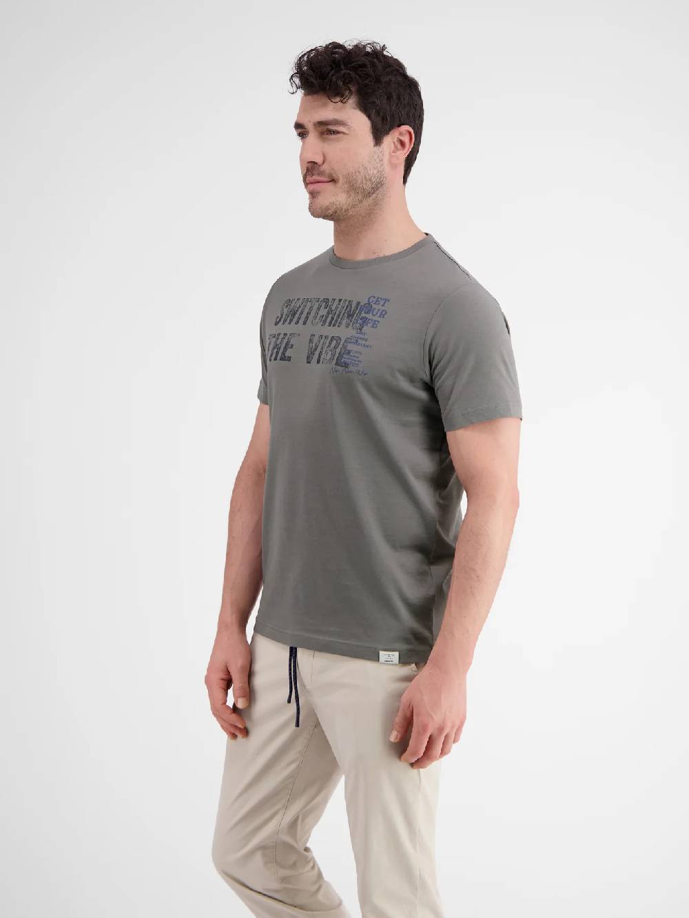 Lerros 2423005 EFFEN T-SHIRT PRINT OP DE BORST (277 BASALT GREY)