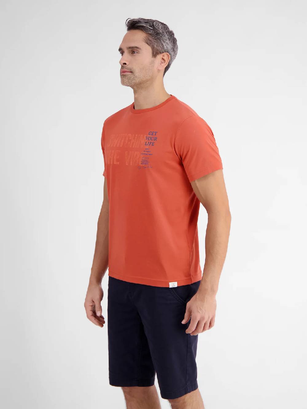 Lerros 2423005 EFFEN T-SHIRT PRINT OP DE BORST (327 DEEP CORAL RED)