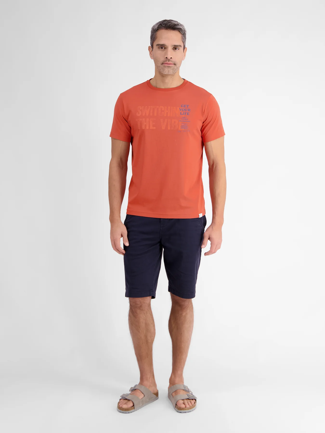 Lerros 2423005 EFFEN T-SHIRT PRINT OP DE BORST (327 DEEP CORAL RED)