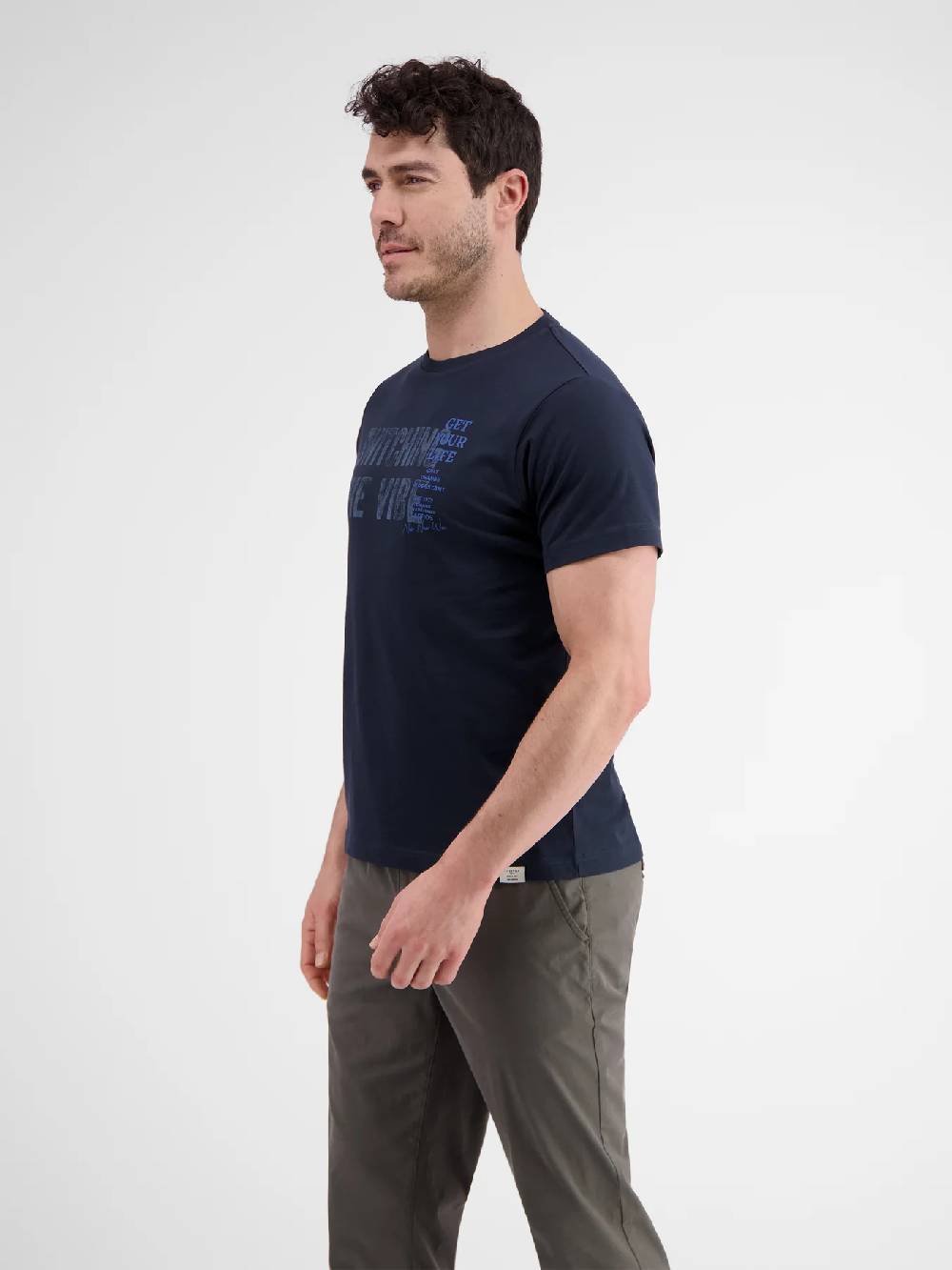 Lerros 2423005 EFFEN T-SHIRT PRINT OP DE BORST (485 CLASSIC NAVY)