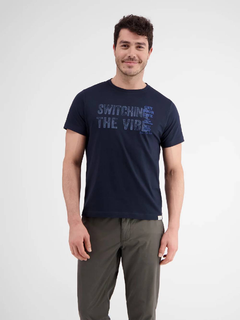 Lerros 2423005 EFFEN T-SHIRT PRINT OP DE BORST (485 CLASSIC NAVY)