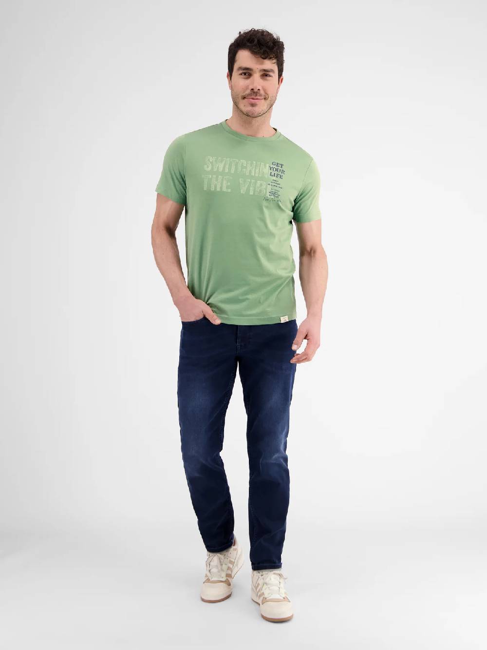 Lerros 2423005 EFFEN T-SHIRT PRINT OP DE BORST (612 SAGE GREEN)