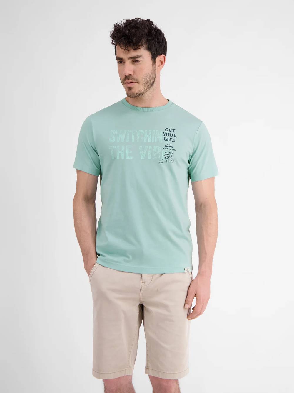 Lerros 2423005 EFFEN T-SHIRT PRINT OP DE BORST (622 COASTAL SEA BLUE)