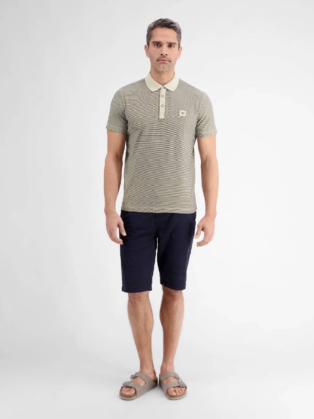 Lerros 2423211 GESTREEPT POLOSHIRT (705 LIGHT DUNE BEIGE)