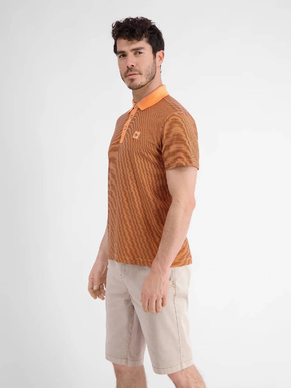 Lerros 2423211 GESTREEPT POLOSHIRT (927 MELLOW PEACH)