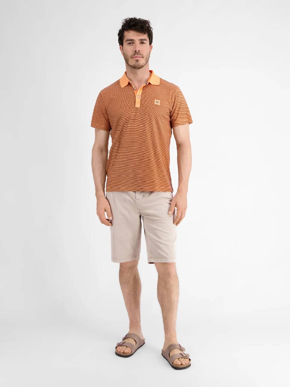 Lerros 2423211 GESTREEPT POLOSHIRT (927 MELLOW PEACH)