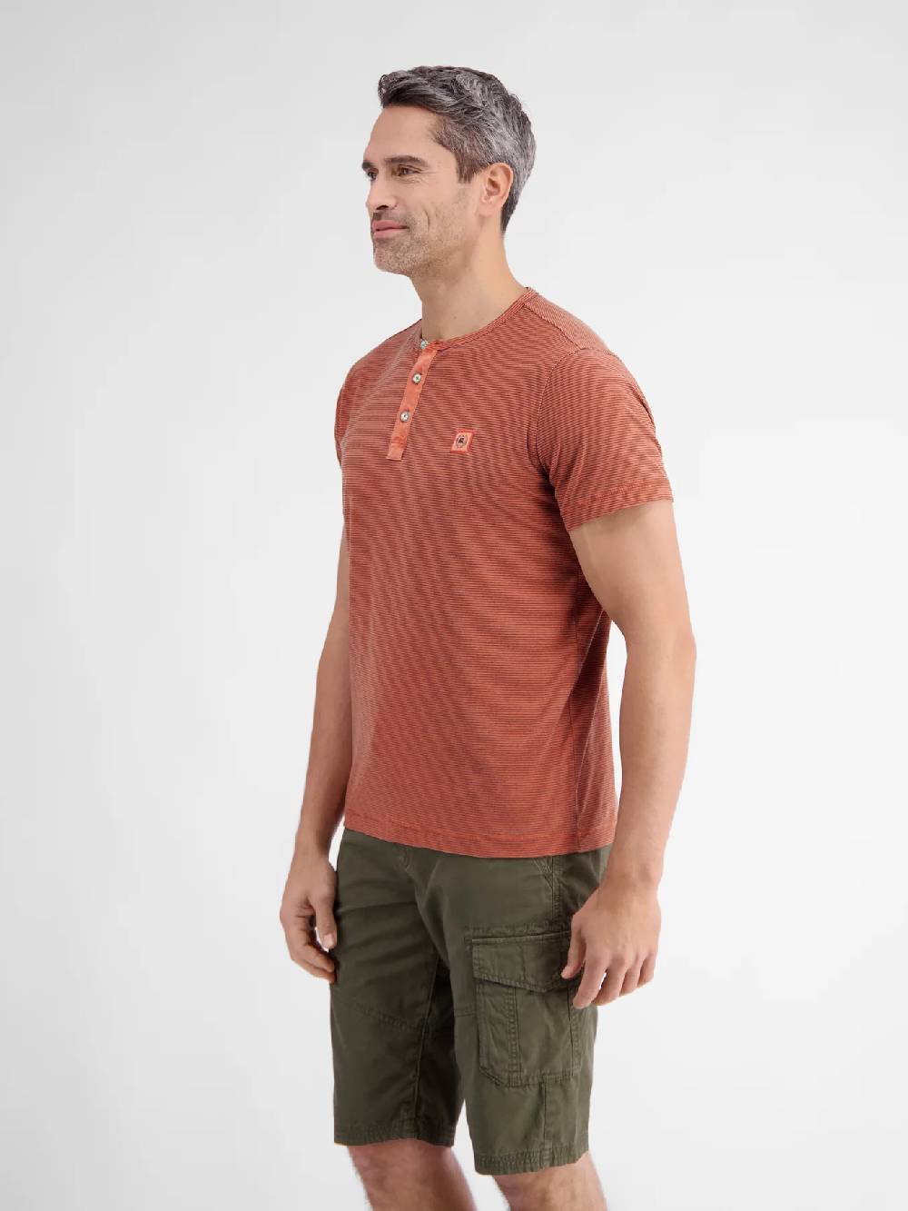 Lerros 2423910 GESTREEPT SERAFINO OVERHEMD (327 DEEP CORAL RED)