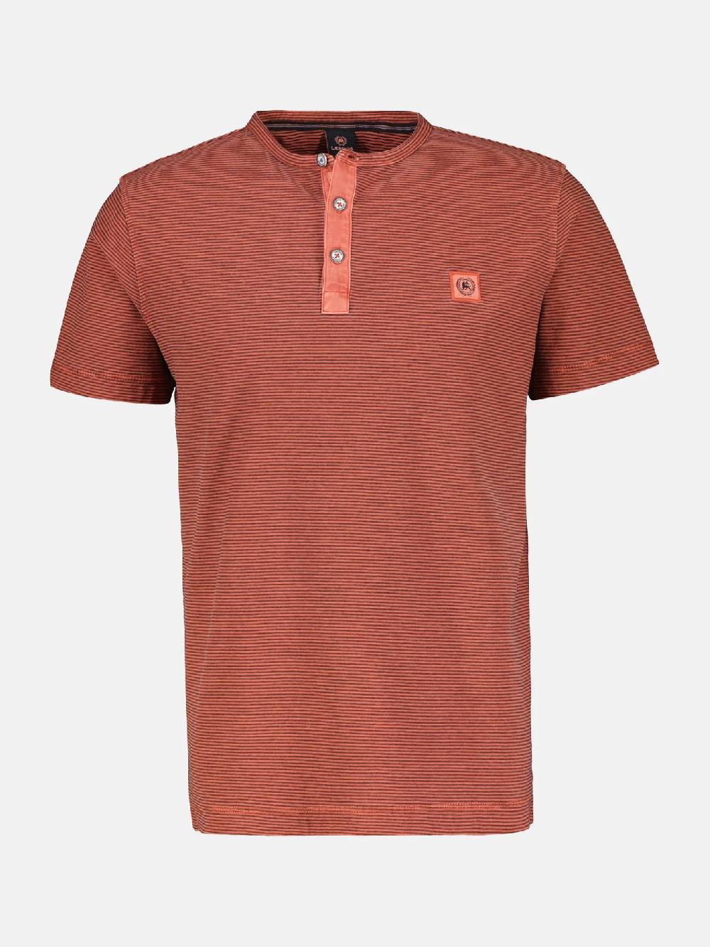 Lerros 2423910 GESTREEPT SERAFINO OVERHEMD (327 DEEP CORAL RED)