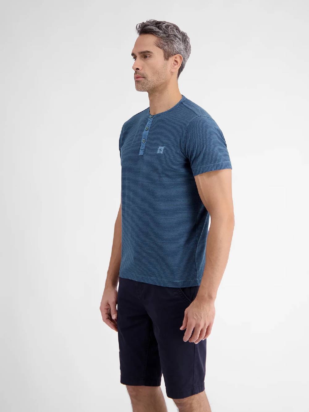 Lerros 2423910 GESTREEPT SERAFINO OVERHEMD (448 STORM BLUE)