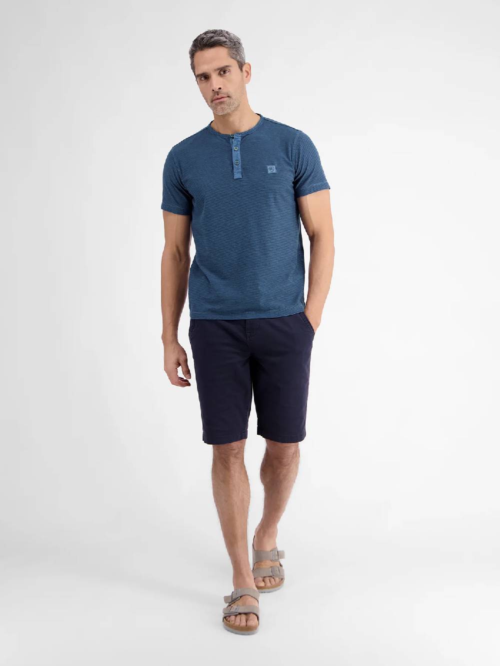 Lerros 2423910 GESTREEPT SERAFINO OVERHEMD (448 STORM BLUE)